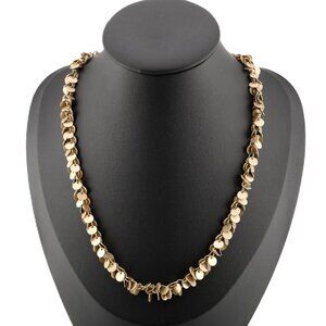 Lydell NYC Brushed Gold Tone Necklace with Small Dangling Discs 18" - 21" Long